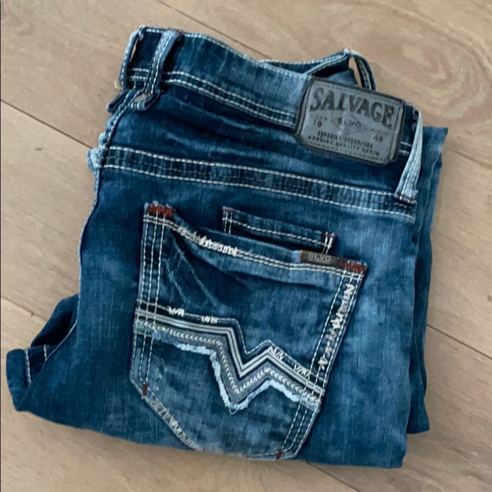 Men’s Salvage Mayhem Denim Jeans Straight Leg 34 R